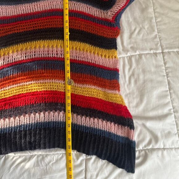 Zara Womens Oversized Stripped Knit Sweater Mohair Italian Yarn Multicolor Small - Picture 7 of 8